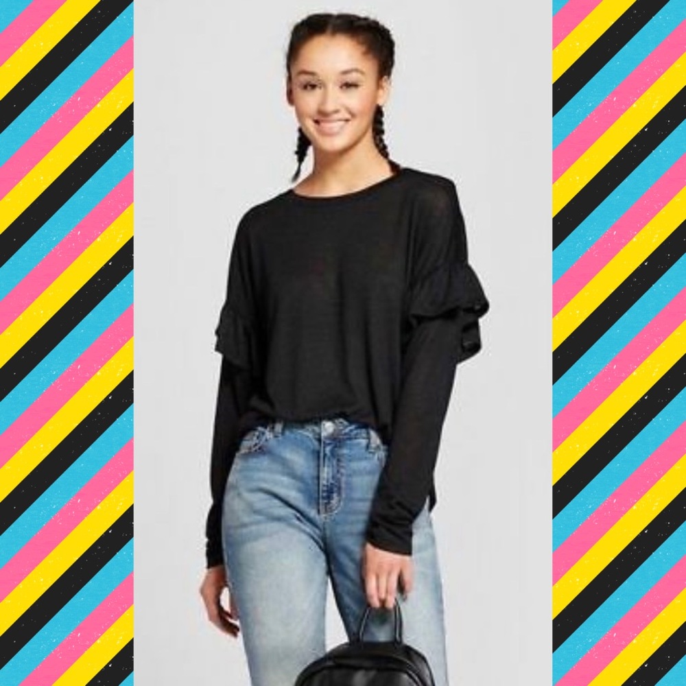 3️⃣for$20🤩 Mossimo casual, ruffle-sleeve sweater